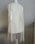 Lightweight Italian tulle bridal scarf styled over the shoulders