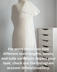 LEILA -Tulle Neck Scarf with Pearl Edge, Soft Bridal Veil Alternative