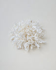 Pure ivory Japanese Somebana silk chrysanthemum flower brooch