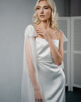 PARIS – Detachable Bridal Cape Veil with Bows, Elegant Non-Veil Look for Modern Brides