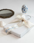 Personalized wedding veil hanger with embroidered satin ribbon — ivory color
