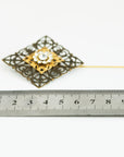 VERITAS sacred geometry wedding boutonniere in brass with glass crystals