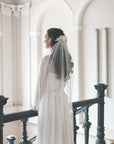 Fingertip length simple narrow bridal veil — soft English tulle