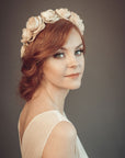 Beige bridal floral crown
