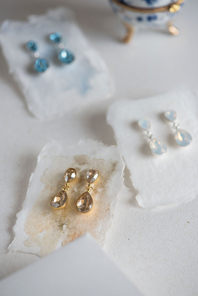 Pear crystal drop bridal earrings - REGN