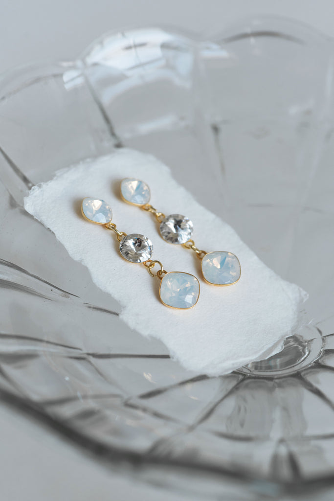 Bridal white opal earrings - INVERNO