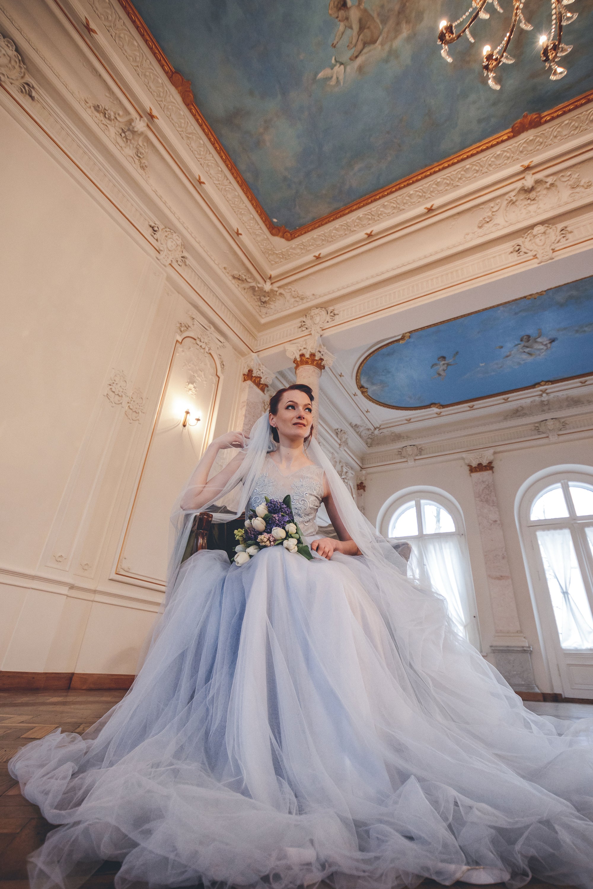 wedding veil in custom color from soft English tulle