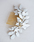 Leaf hair piece in white or ivory - MADLINE