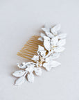 Leaf hair piece in white or ivory - MADLINE