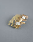 Gold hair comb with flowers - Aigle petite