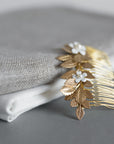 Gold hair comb with flowers - Aigle petite