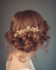 gold leaf comb with pearls