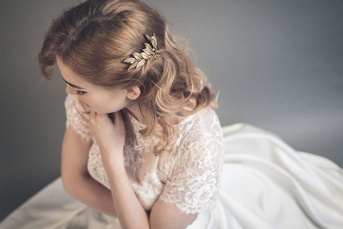 Leaf hair pins for brides and bridesmaids - LAVINIA