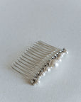 wedding pearl hair comb  silver