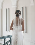 ELIZABETH soft draped wedding veil in ivory English tulle with raw curved edge, handmade bridal veil