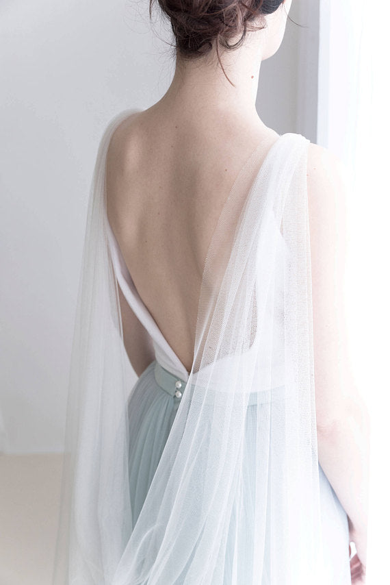 bridal cape veil in custom color
