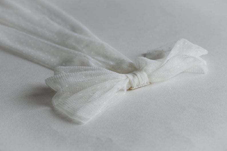 TATIANA bow in ivory Swiss dot tulle