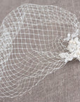 Birdcage veil - Ivory bridal veil - Vintage style bandeau veil - Birdcage veil with beaded lace
