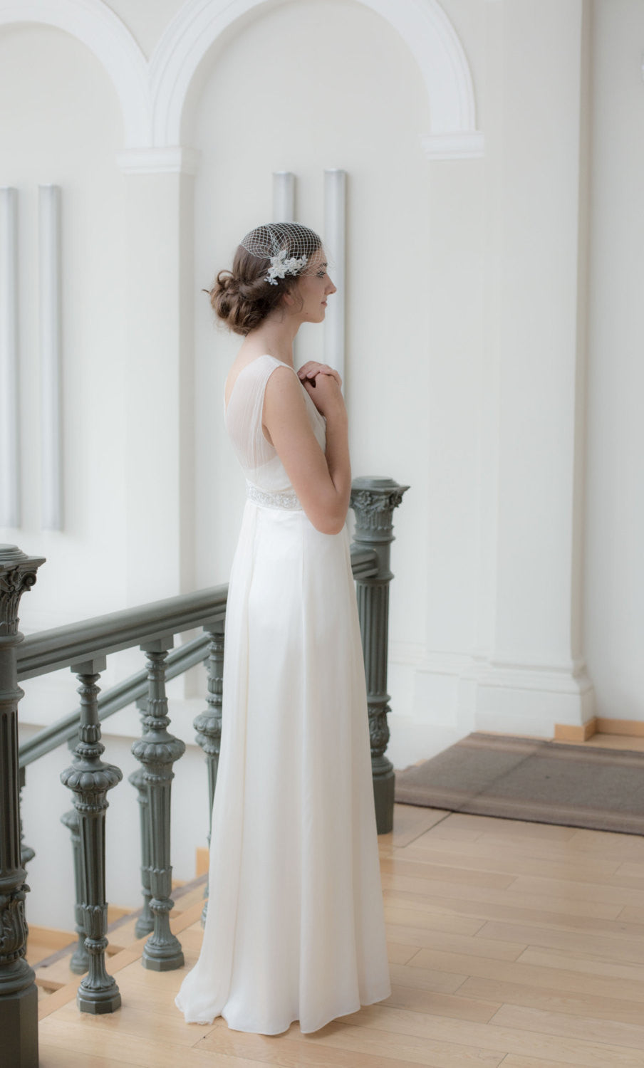 Birdcage veil - Ivory bridal veil - Vintage style bandeau veil - Birdcage veil with beaded lace