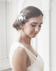 Birdcage veil - Ivory bridal veil - Vintage style bandeau veil - Birdcage veil with beaded lace