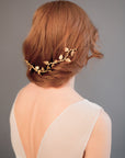 Bridal hair vine - Boho wedding headpiece - Gold wedding hairpiece - Gold leaf hair vine - Wedding headband - Bridal headband