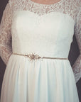 Gold bridal sash - Gold rhinestone sash - Thin gold sash - Gold rhinestone belt - Bridal rhinestone sash