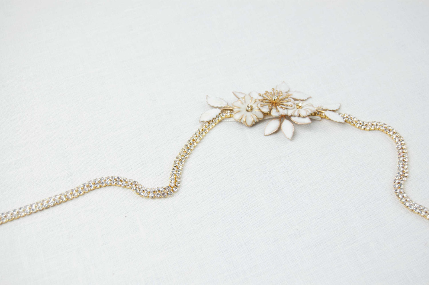 Gold bridal sash - Gold rhinestone sash - Thin gold sash - Gold rhinestone belt - Bridal rhinestone sash
