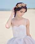 Wedding headpiece - Flower crown - Bridal headband - Wedding headband - Flower headpiece - Beige floral crown