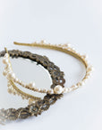 Ivory pearl bridal tiara for modern brides, handcrafted with care