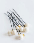 Pearl and crystal hair pins detail, handmade bridal hair accessories set of 5