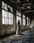 RAVEN black wedding cloak with feather lace and rhinestones