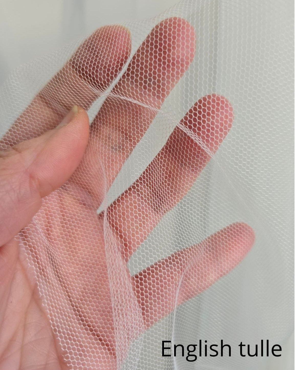 English and Italian tulle comparison showing different weave size and texture