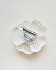 Ivory camellia flower brooch with alligator clip and pin combo