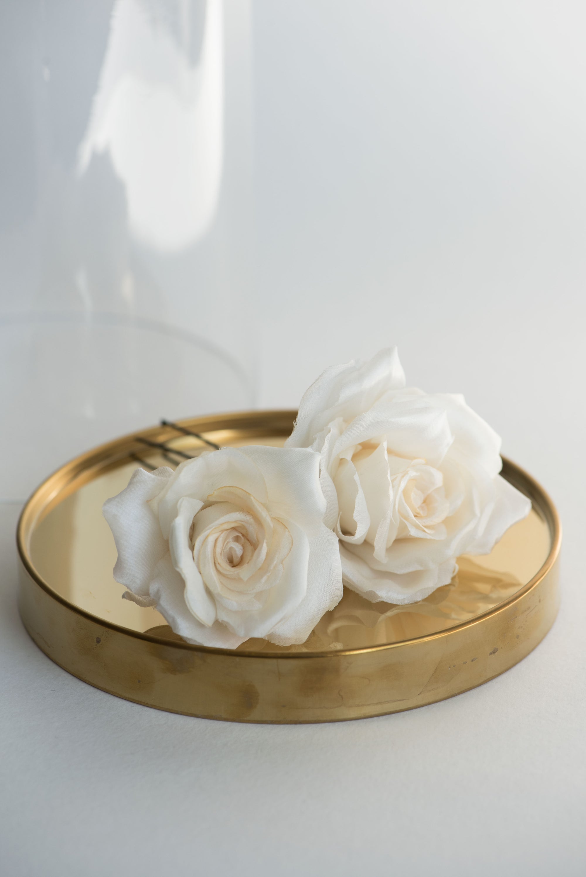 Silk rose bridal hair accessory with natural, lifelike petals
