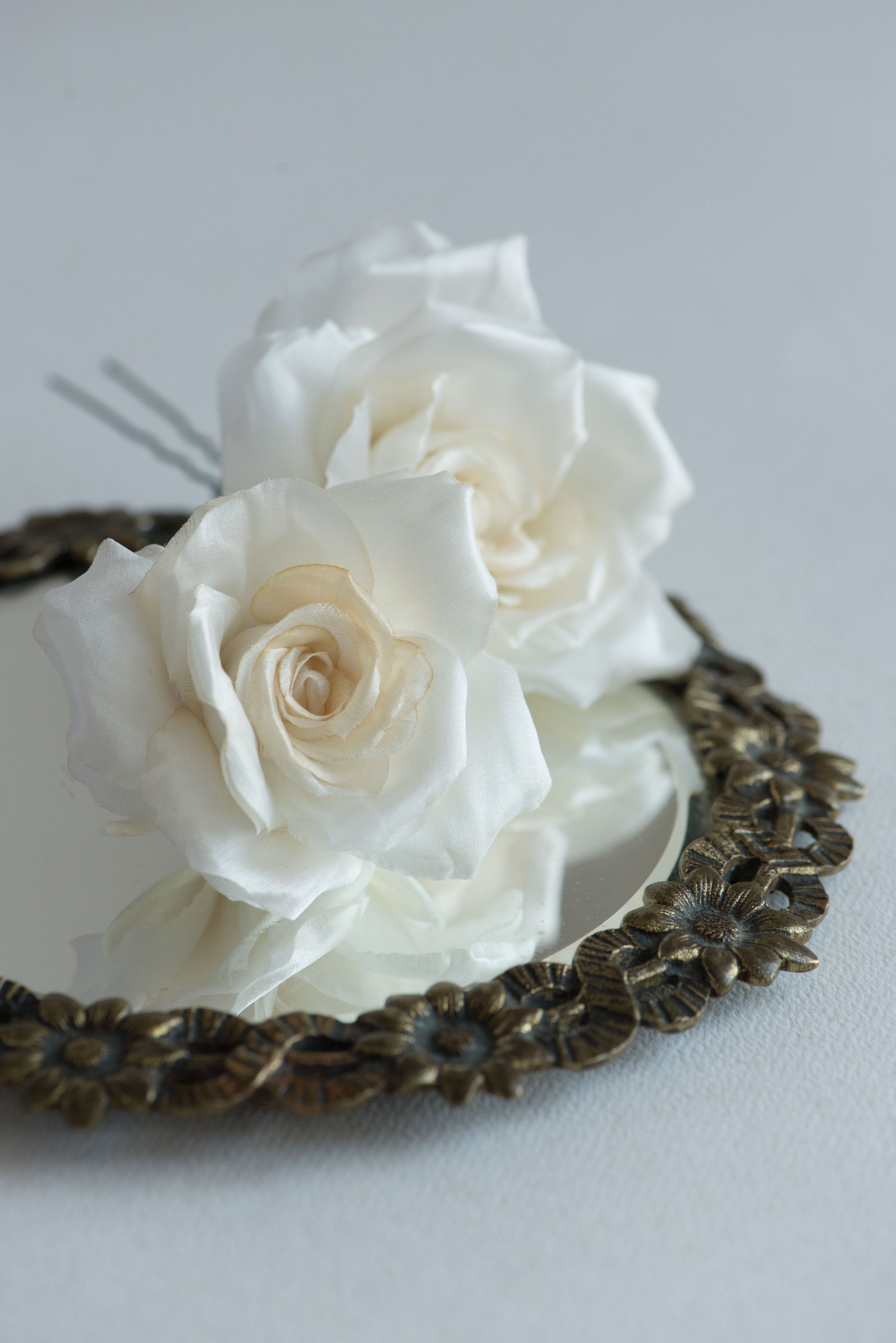 ROZALIA - Silk Bridal Hair Flower, Handmade Rose hairpin for Brides, Custom Color Option