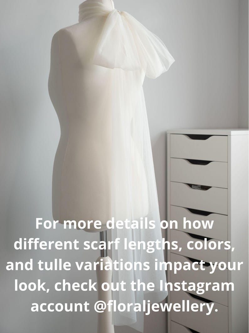LEILA -Tulle Neck Scarf with Pearl Edge, Soft Bridal Veil Alternative