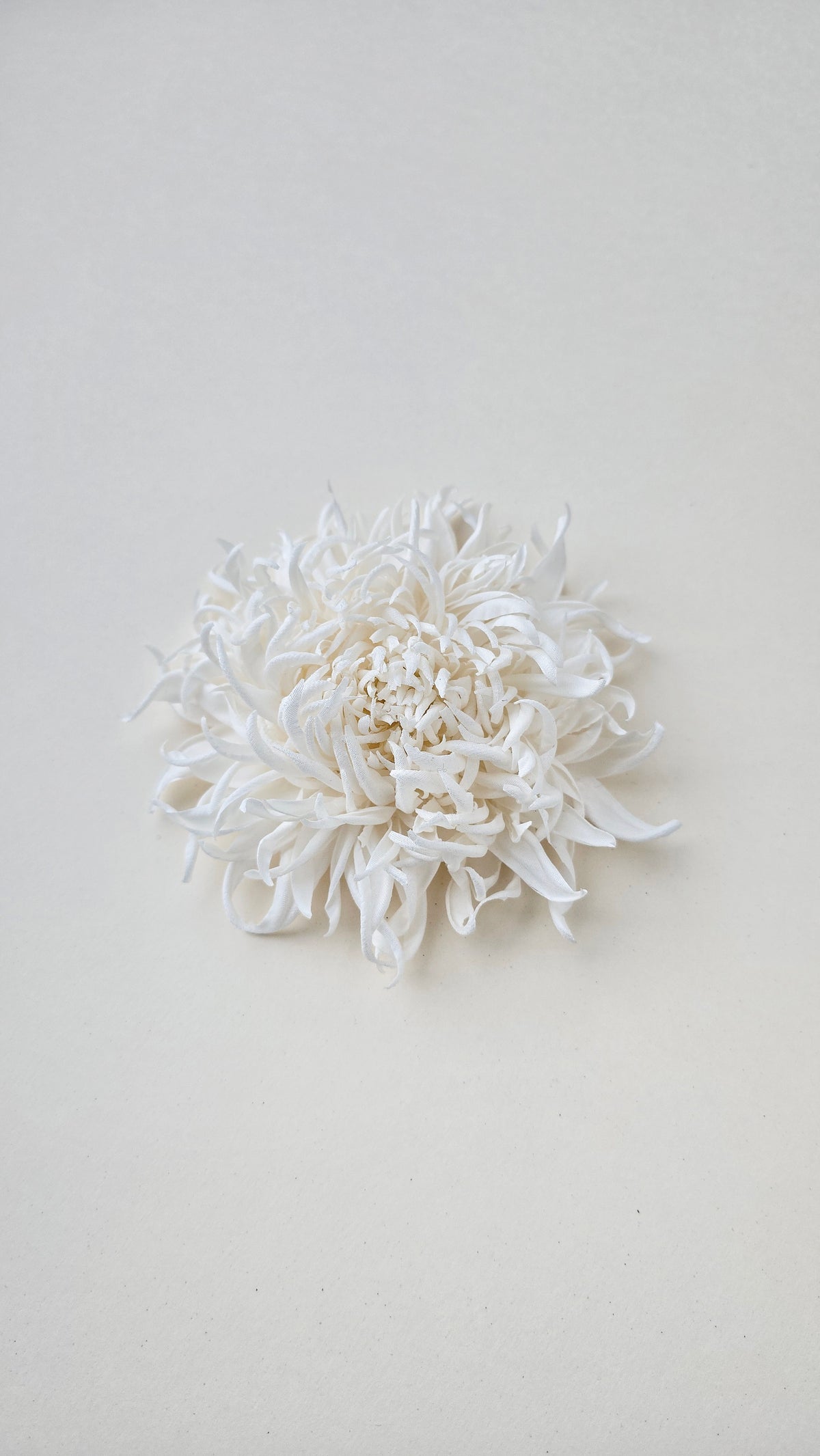 Pure ivory Japanese Somebana silk chrysanthemum flower brooch