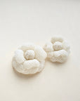 Ivory tweed camellia brooch in 3 inch and 2,5 inch sizes