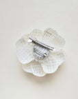 Ivory camellia flower brooch with alligator clip and pin combo