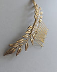 ALEXANDRA PETITE Gold Laurel Hair Comb with Crystals