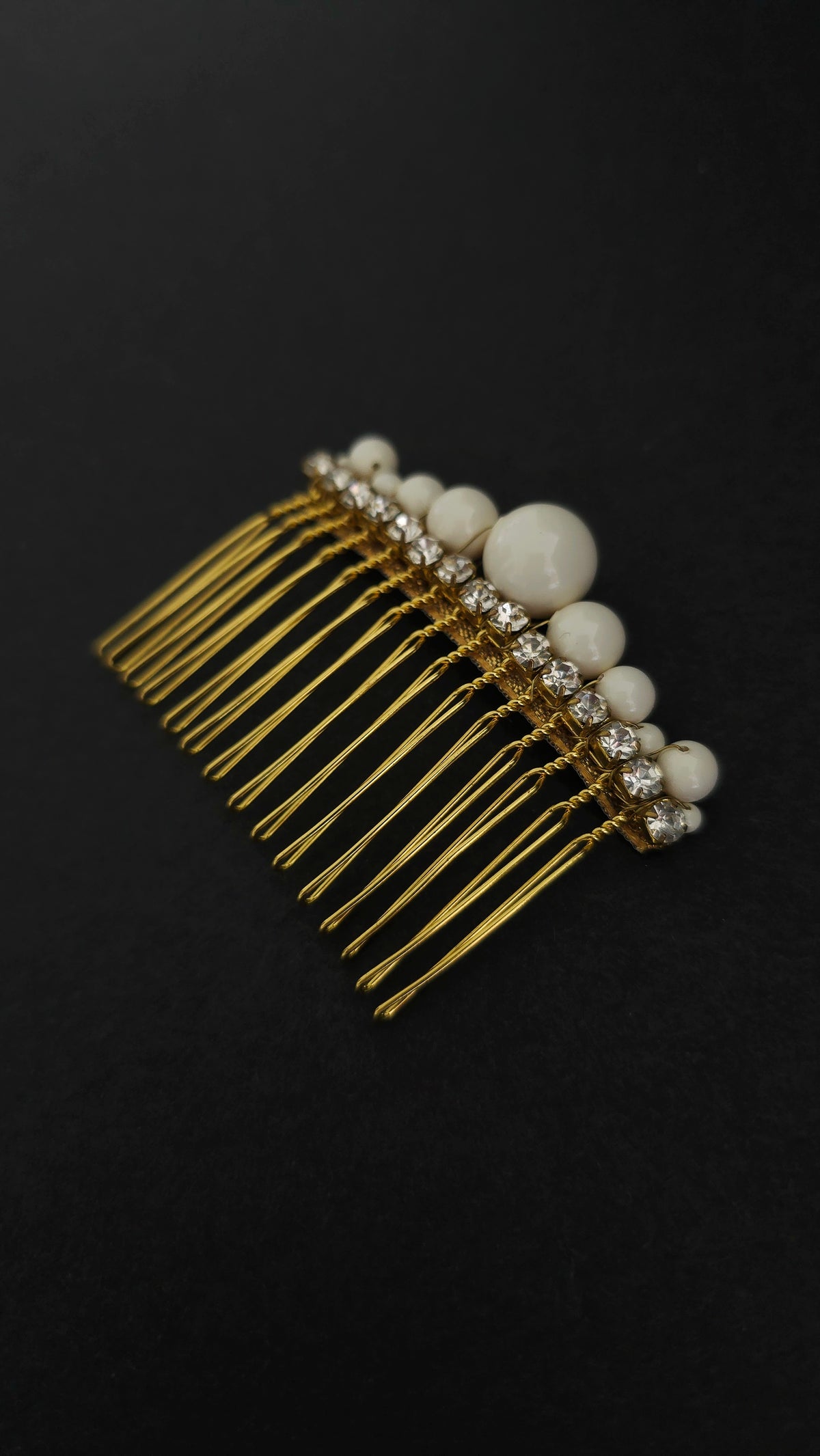 Handcrafted pearl and crystal bridal hair comb, available in gold or silver- ALBE