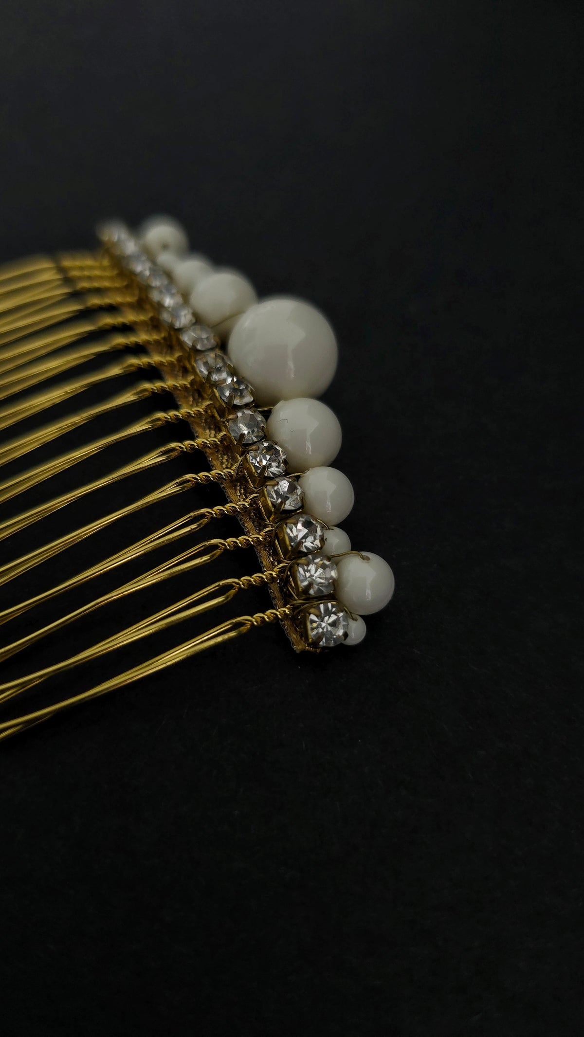 Handcrafted pearl and crystal bridal hair comb, available in gold or silver- ALBE