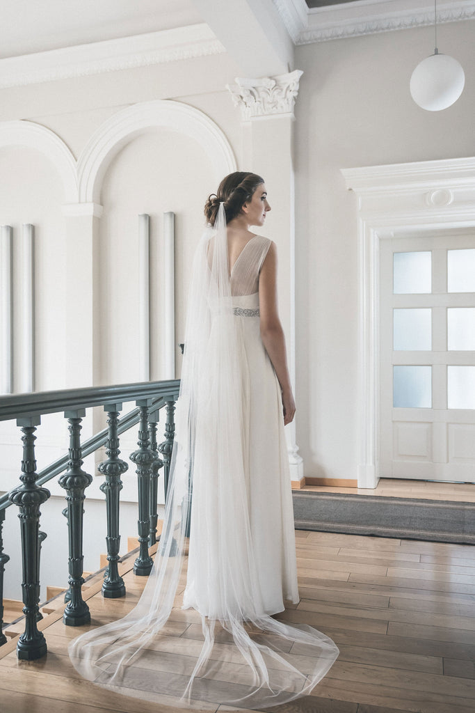 draped veil, boho veil