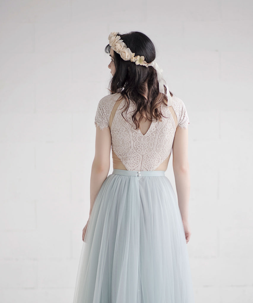 Beige bridal floral crown