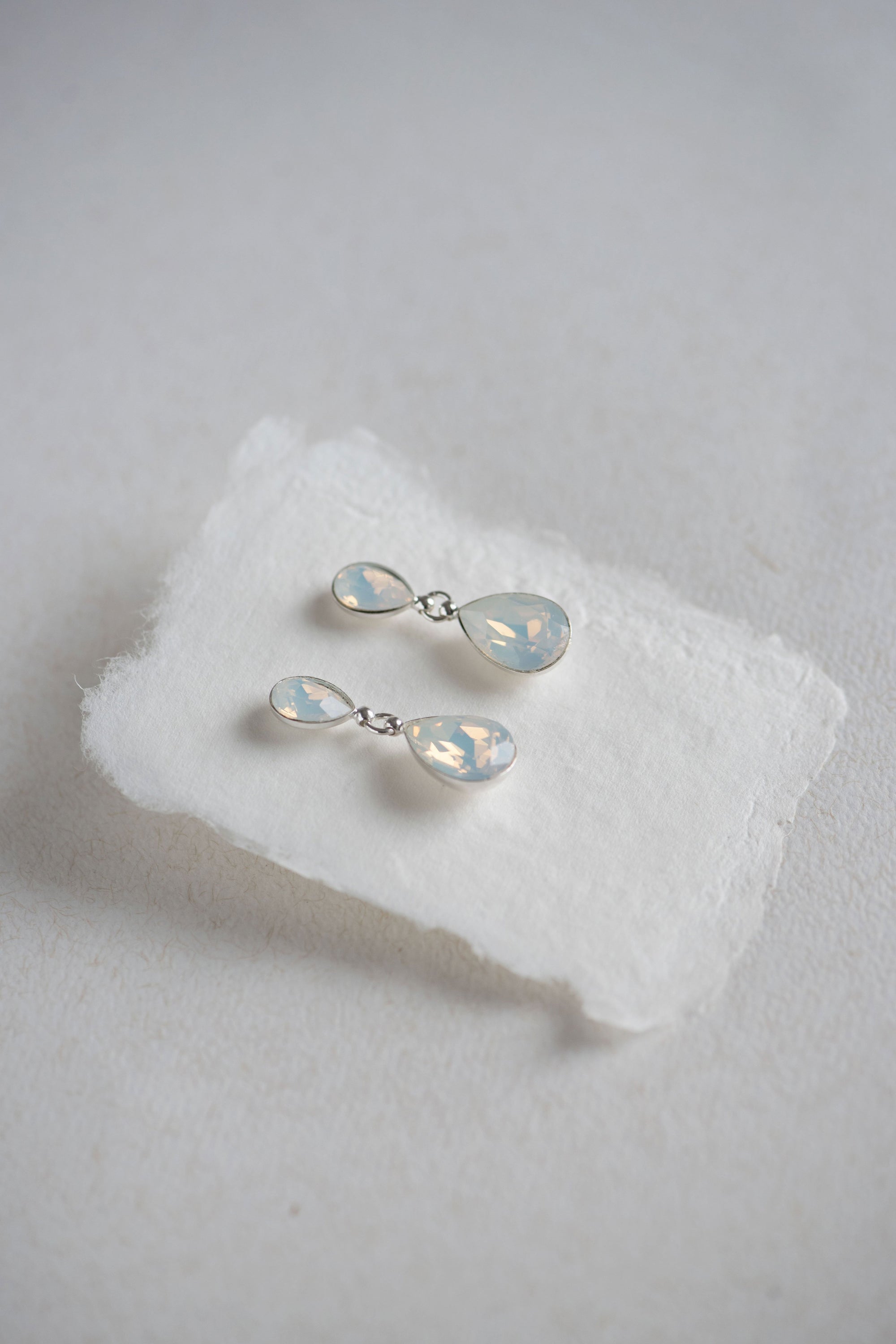 White opal crystal dangle earrings