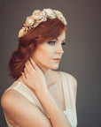Beige bridal floral crown