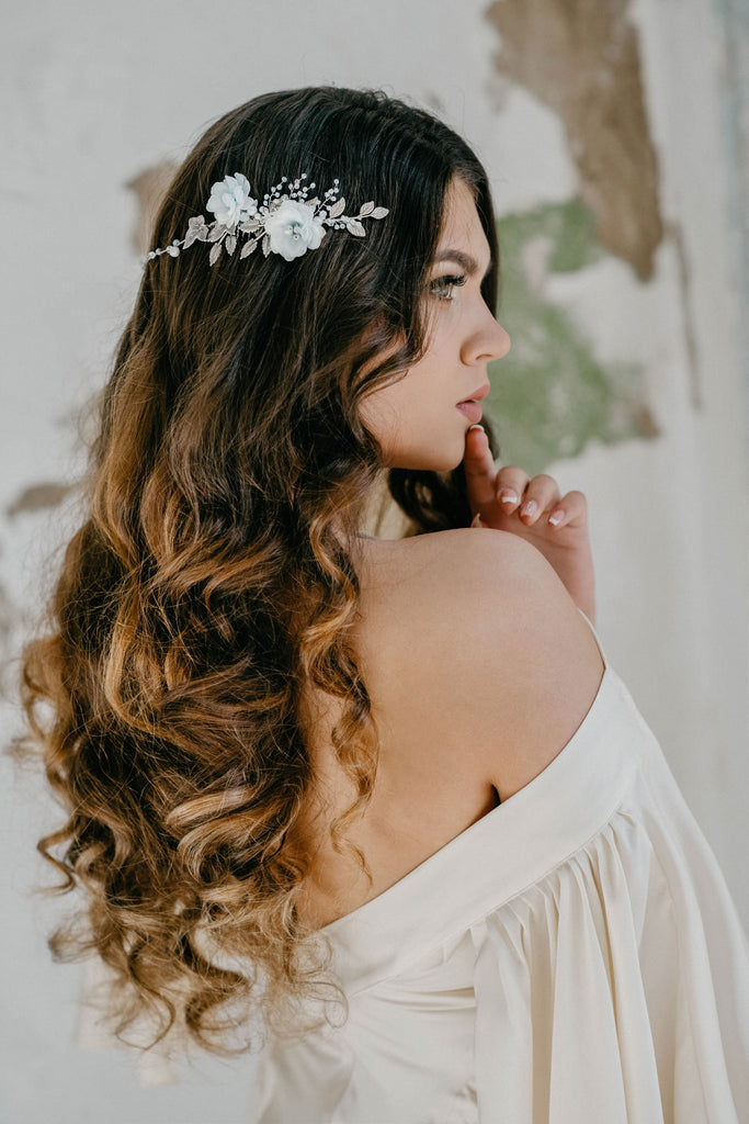 bridal hair vine with flowers