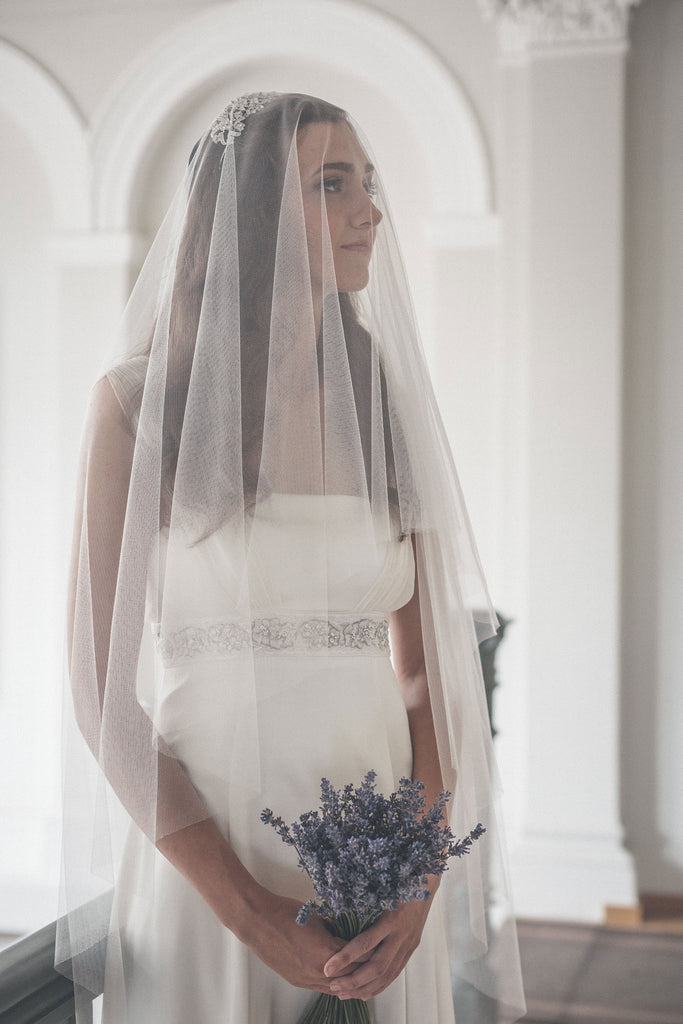 soft tulle drop veil, elegant wedding veil