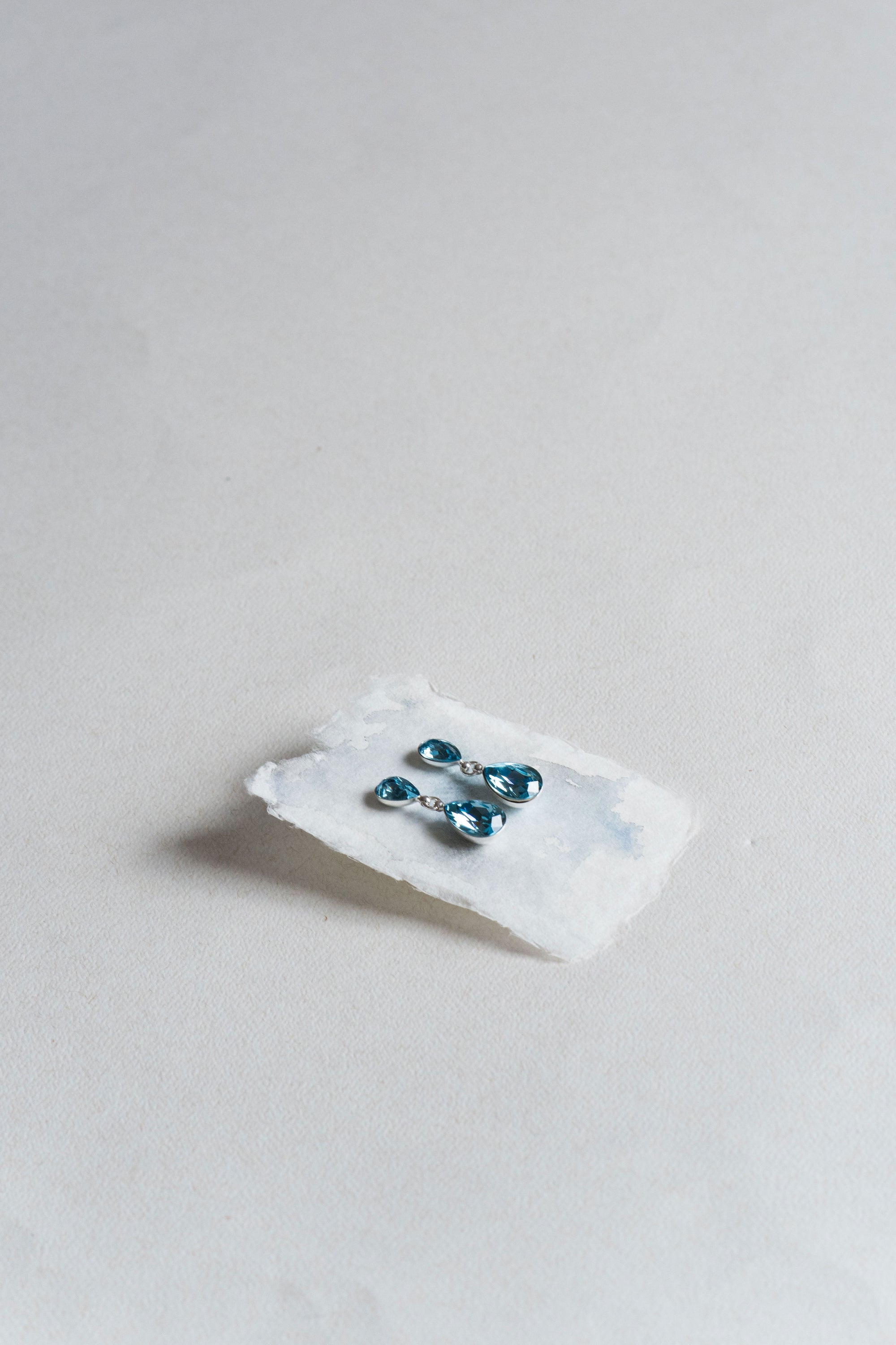 Aquamarne crystal bridal earrings