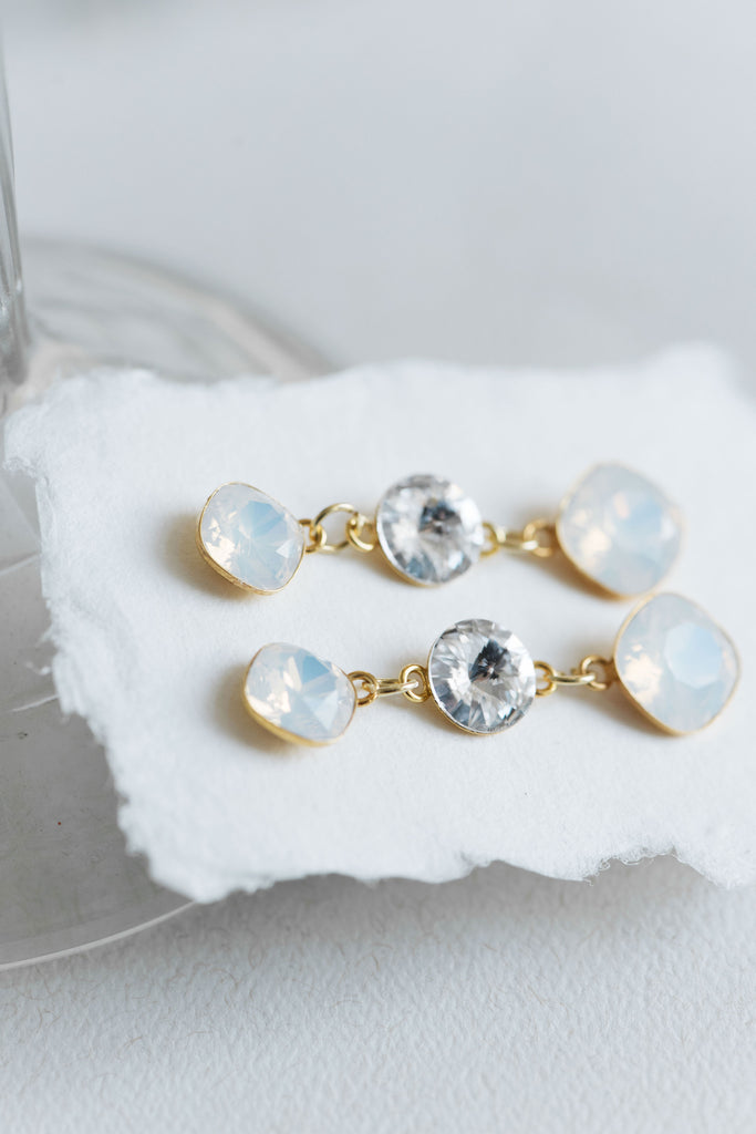 Bridal white opal earrings - INVERNO